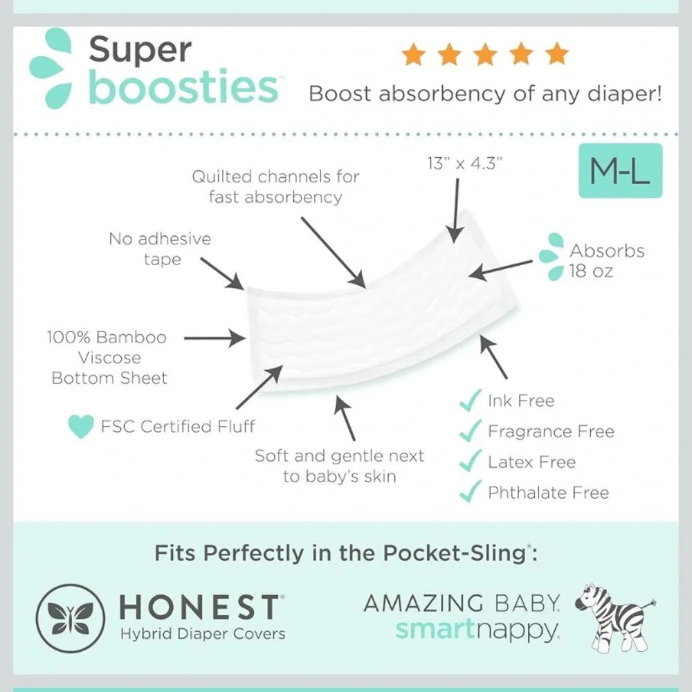 Amazing Baby Overnight , Super Boosties Disposable Inserts,Baby Cover Sz 3/4